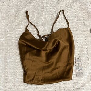 Brown Satin Cami Top